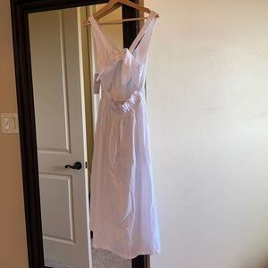 White a-line dress with upper back tie